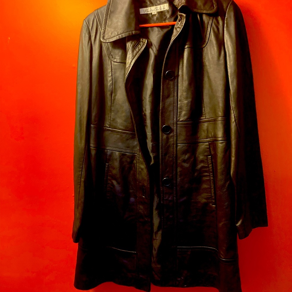 Kenneth Cole Long Leather Jacket